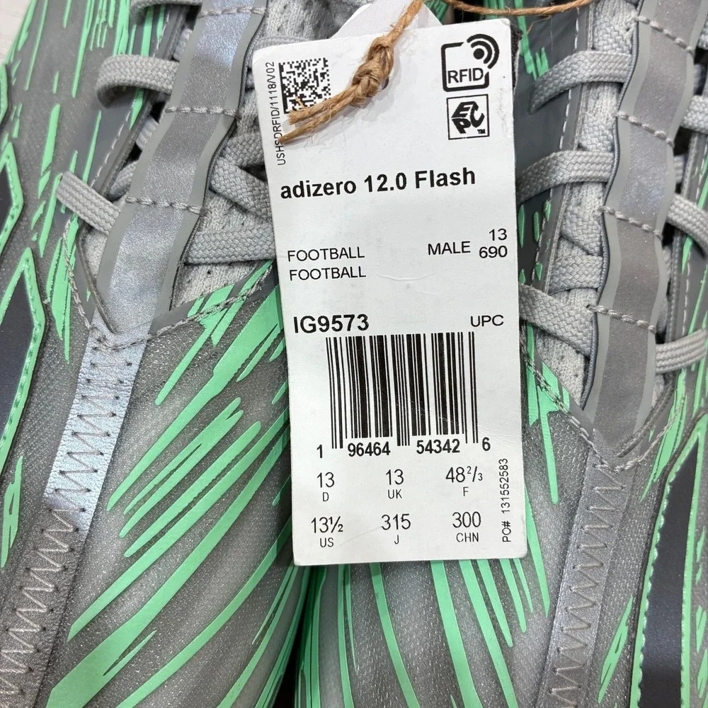 Adidas Adizero 12.0 Flash Football Cleats‎ Gray Green 13.5 IG9573 NEW